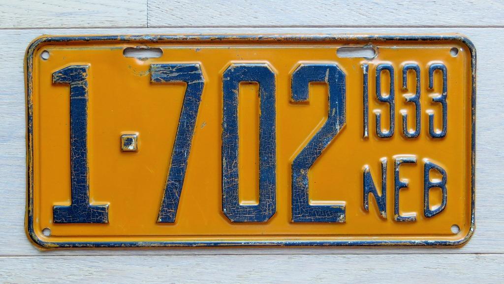 Nummerplaat van NEBRASKA 1933 / Licence plate NEBRASKA 1933, Verzamelen, Ophalen of Verzenden, Gebruikt, Auto's