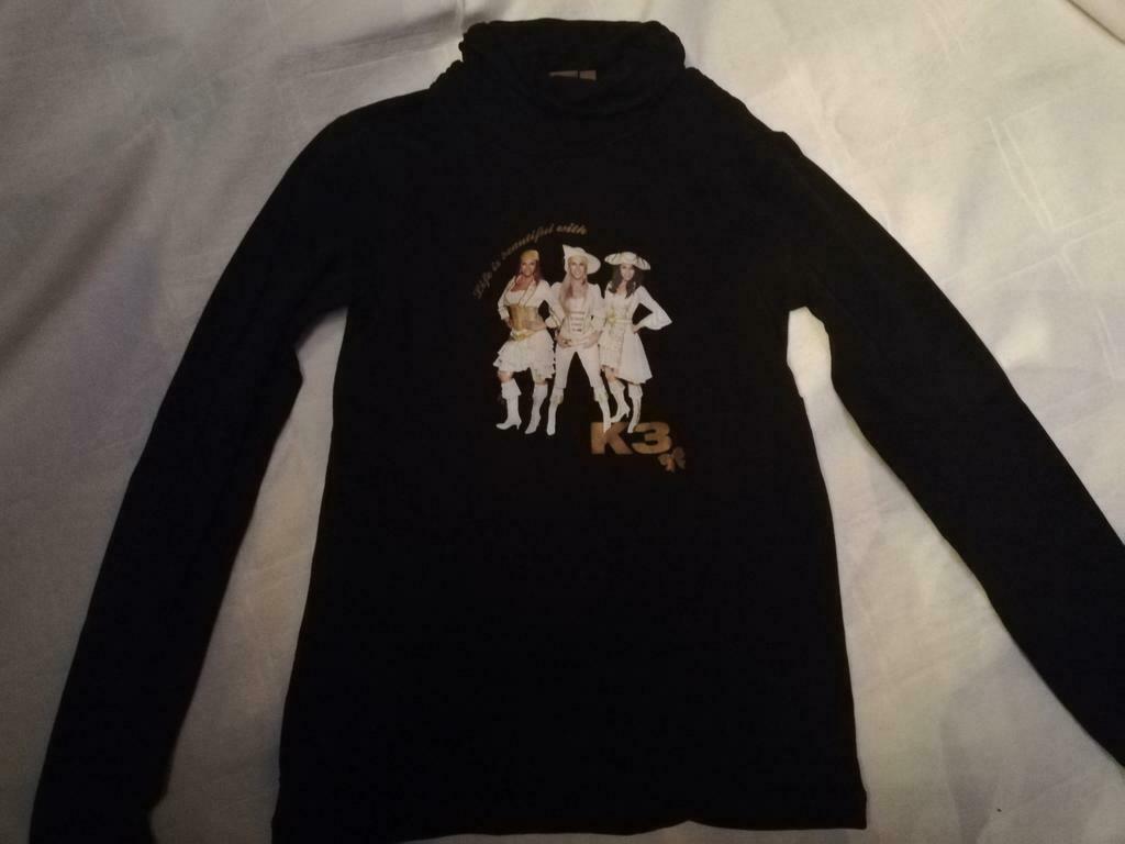 Mooie zwarte T-shirt K3 in maat 134, Ophalen of Verzenden, Gebruikt, Meisje, Shirt of Longsleeve