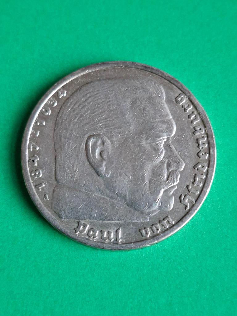 1936 A Allemagne 5 marks en argent Hindenburg, Berlin, Envoi, Allemagne, Monnaie en vrac, Argent