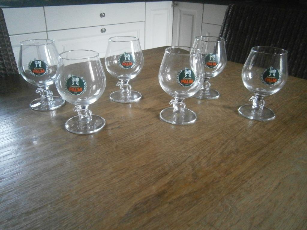 6 Palm glazen met paard in voet, Verzamelen, Ophalen of Verzenden, Nieuw, Glas of Glazen, Palm