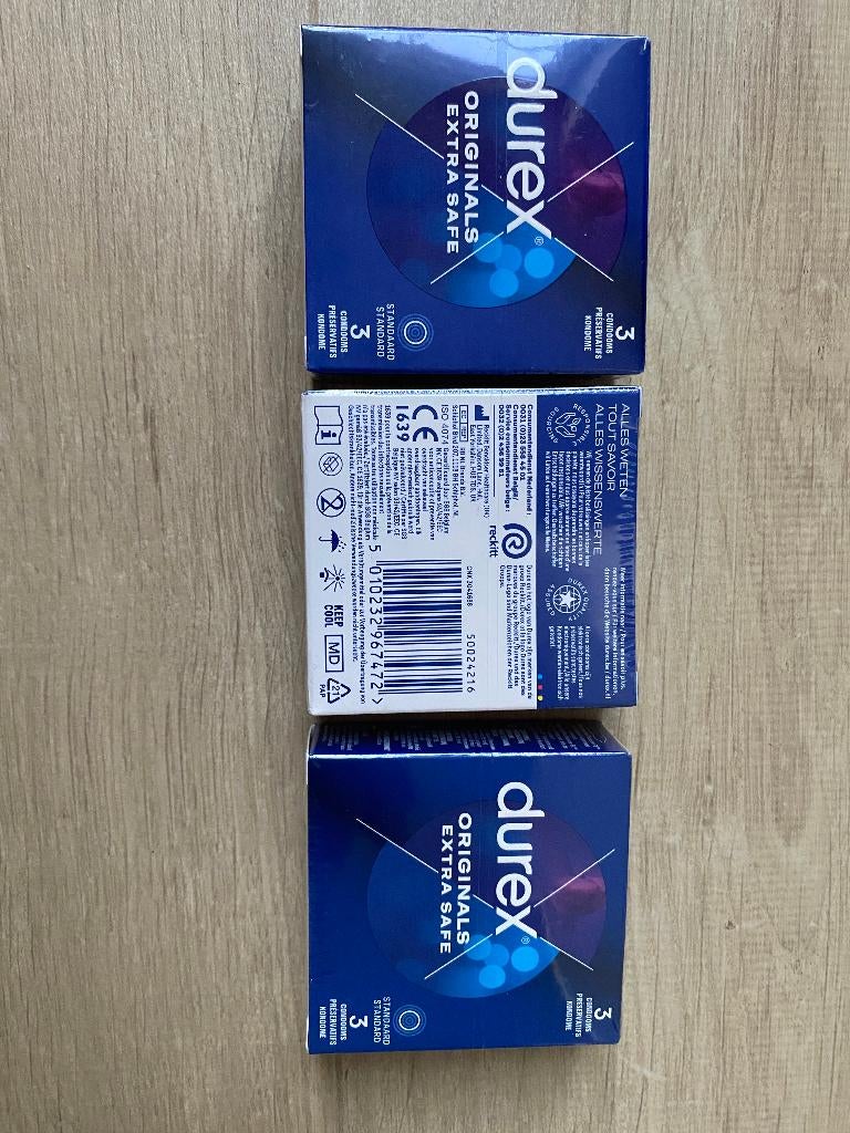 3 verpakkingen condoom Durex originals extra 9 st– NIEUW, Ophalen of Verzenden, Nieuw