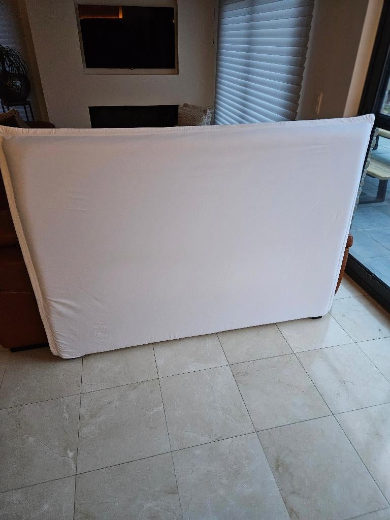Prachtig hoofdeinde bed + overtrek, Huis en Inrichting, Ophalen, Wit, Tweepersoons, Zo goed als nieuw