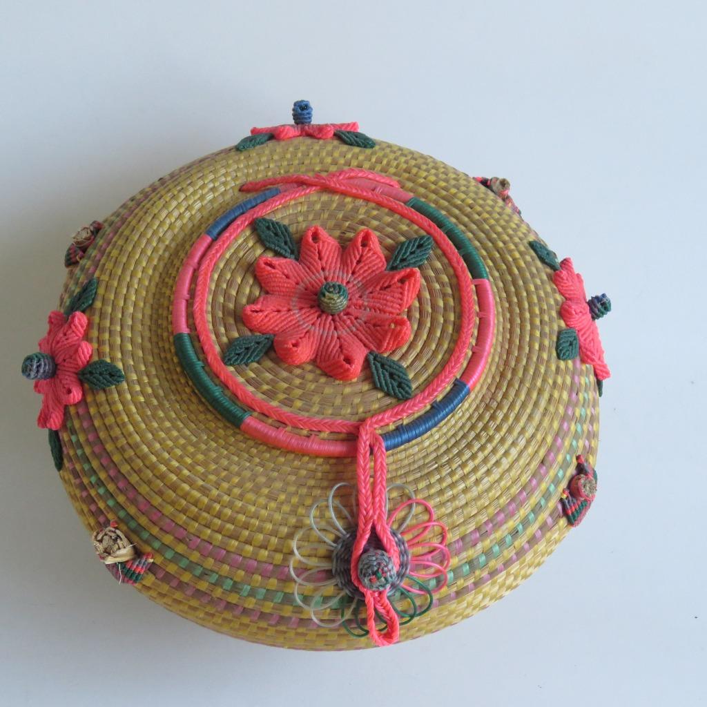 Boho rieten mand opbergmand bloemen, Ophalen of Verzenden
