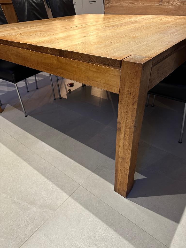 Table Teck massif carrée 160cm, Teck, 75 cm ou plus, 150 à 200 cm, 150 à 200 cm