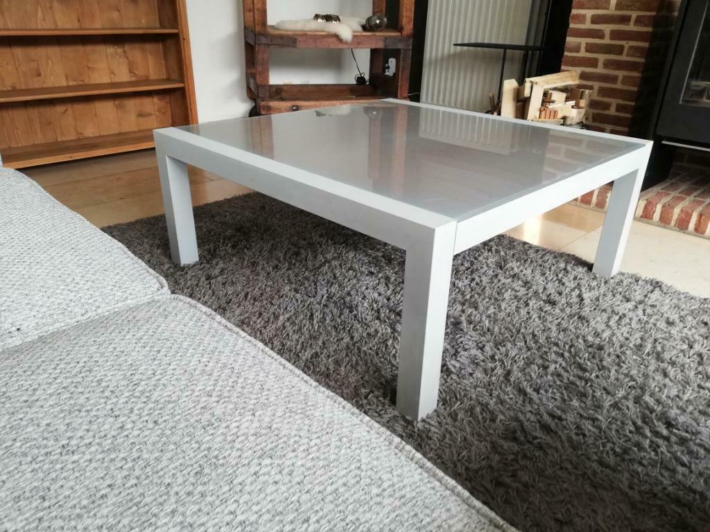 Table basse / Métal / Verre dépoli - Carré Gris Acier, Moins de 50 cm, Verre, 50 à 100 cm, Carré
