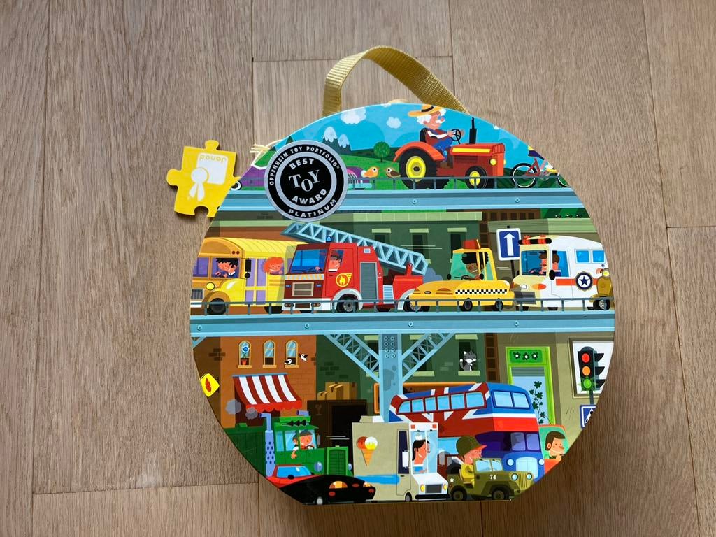 Janod puzzel voertuigen 100 stukjes, Kinderen en Baby's, Speelgoed | Kinderpuzzels, Ophalen of Verzenden, Zo goed als nieuw