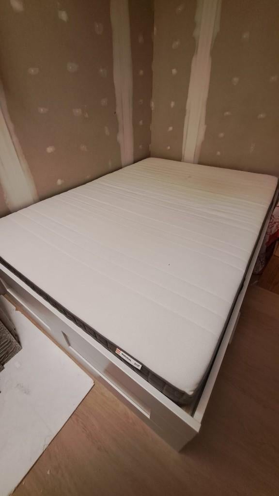 IKEA-bed met lattenbodem, Ophalen, Gebruikt, Wit, 140 cm