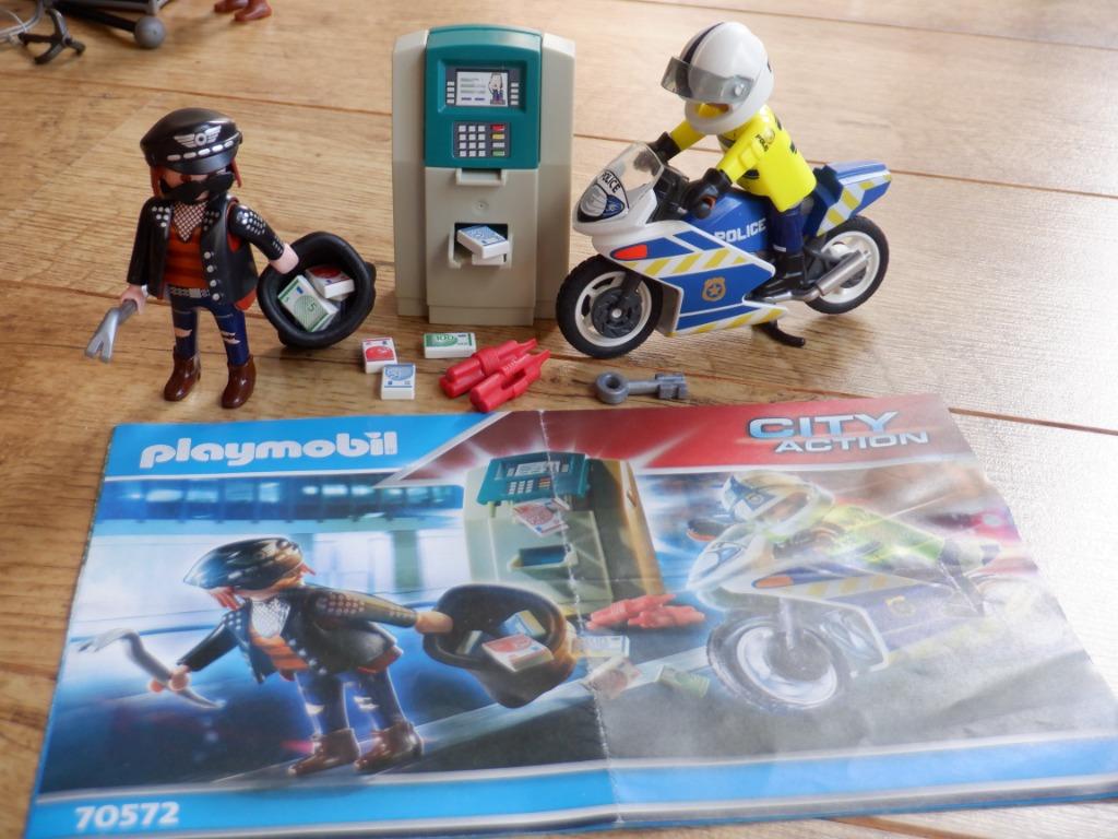 Playmobil 70572 geldroof en politiemoto - als nieuw, Enlèvement ou Envoi, Comme neuf