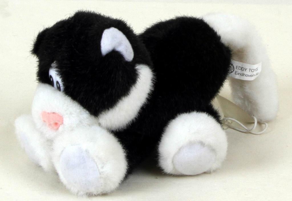 Chien en peluche N/B avec ventouse, Enlèvement ou Envoi, Comme neuf, Chien