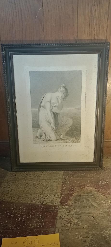 Gravure „rouwende held Léandre”, 50x64, n125, Ophalen