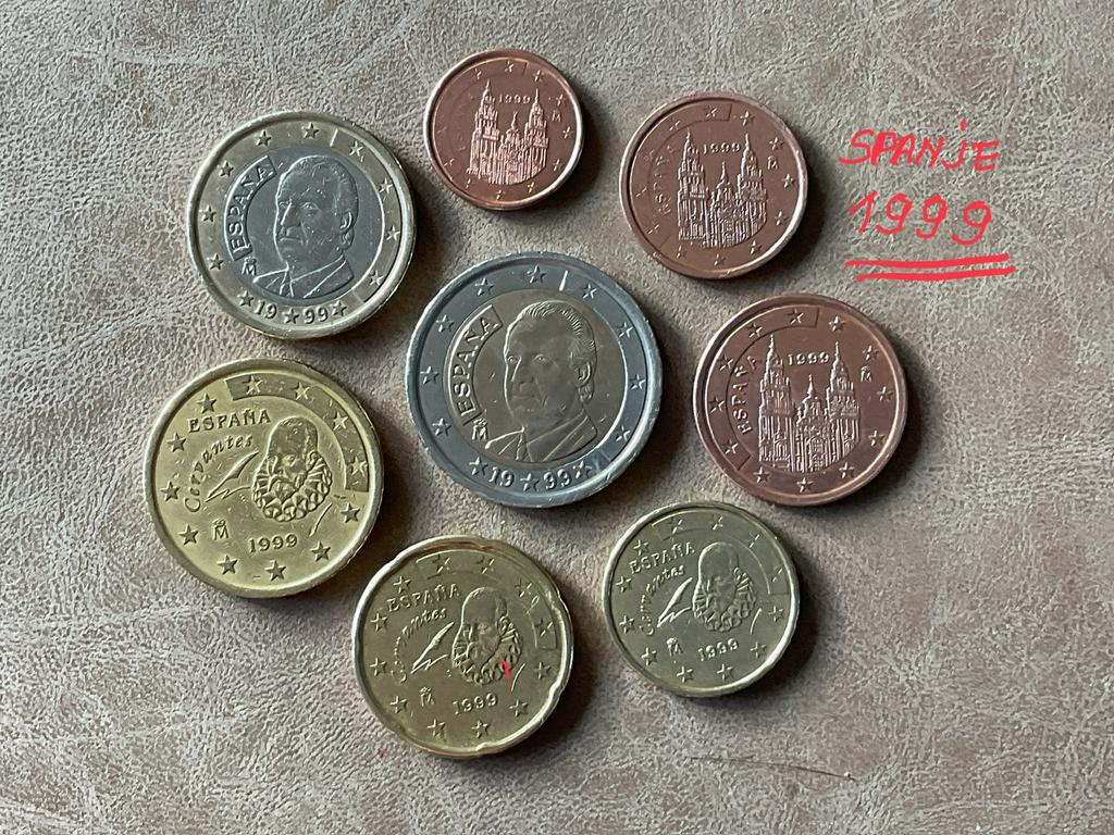 EUROMUNTEN SPANJE 1999 van 1ct tem 2€ mooie staat, Postzegels en Munten, Munten | Europa | Euromunten, Ophalen of Verzenden, Spanje