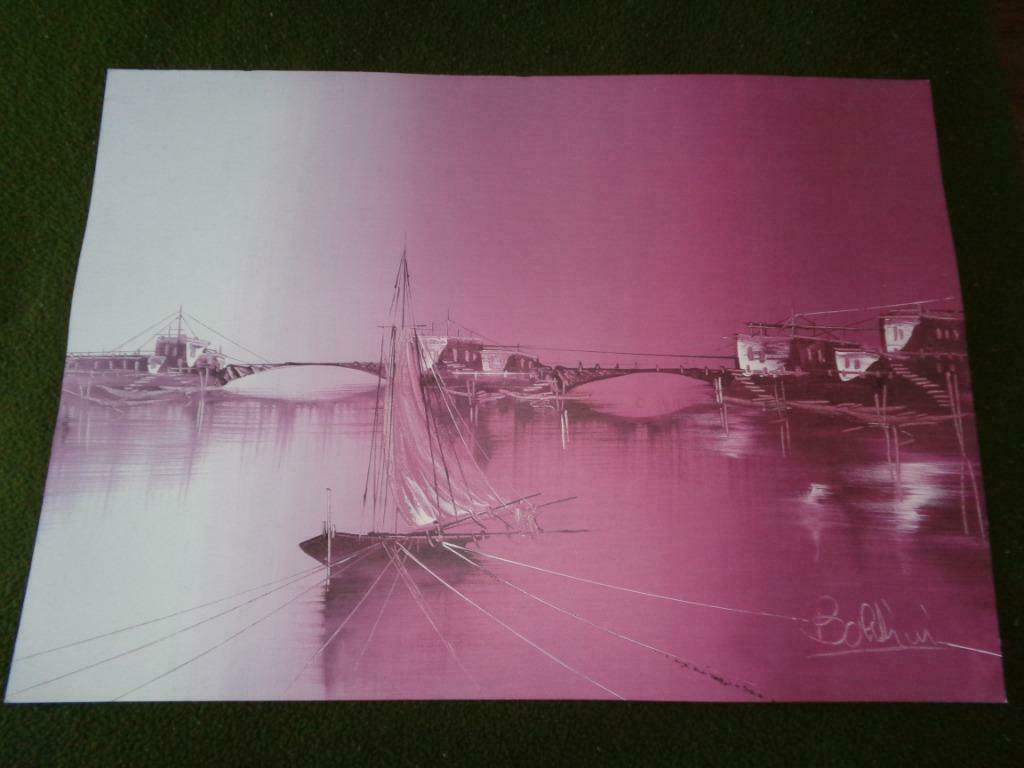 LITHO OU SERIGRAPHIE PAYASAGE AVEC BATEAUX, Enlèvement