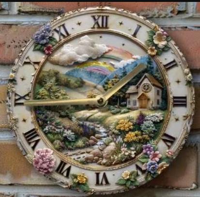 Horloge murale ronde vintage en métal - Arc-en-ciel (20 cm)