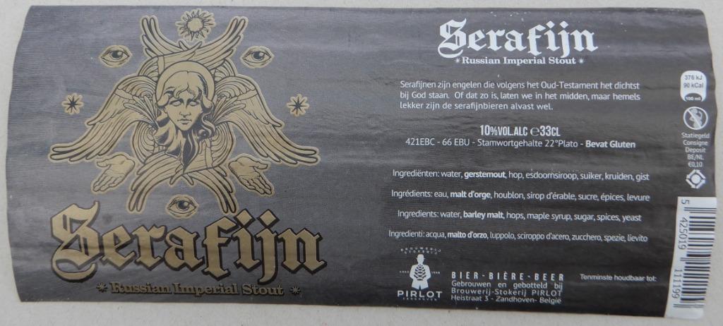 Bieretiket Serafijn Russian Imperial Stout Br. Pirlot (8x1), Verzenden, Gebruikt