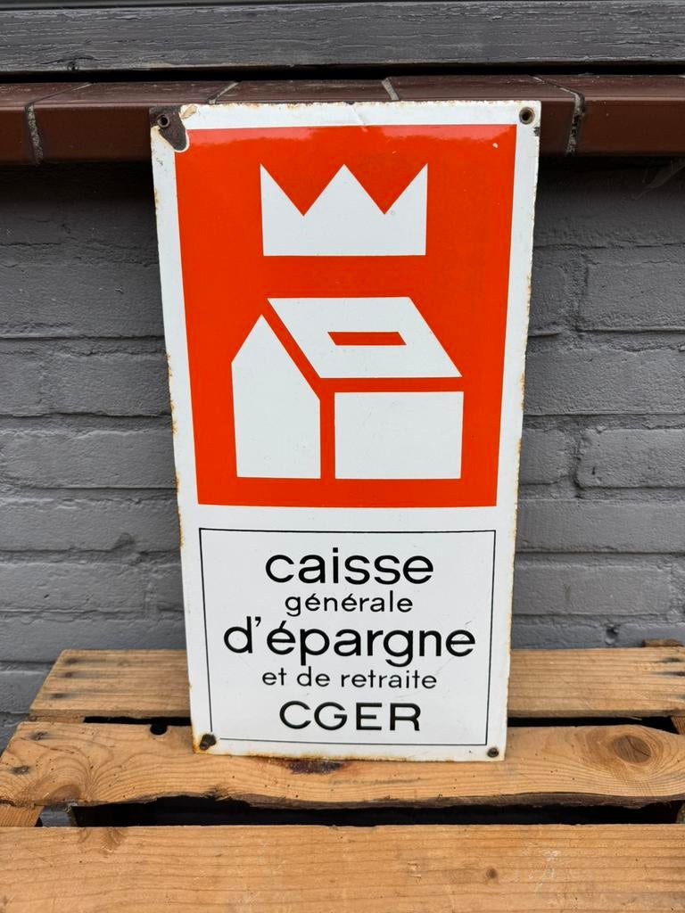 Oud emaille reclame bordje, Ophalen