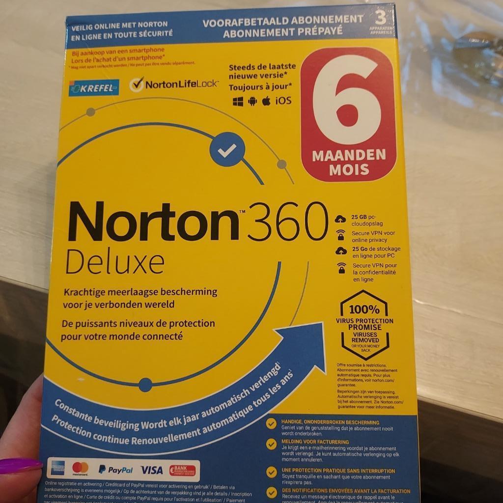 Norton 360 deluxe, Computers en Software, Antivirus- en Beveiligingssoftware, Ophalen, Nieuw, Norton, Overige