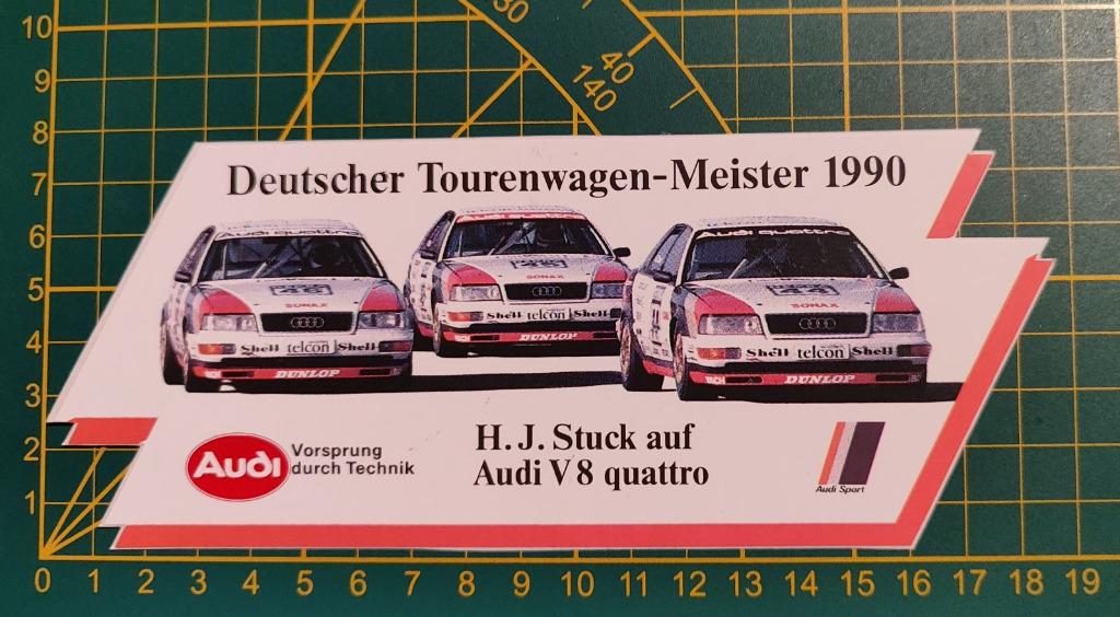 Sticker DTM Audi Hans-Joachim Stuck (Champion)1990 (2), Ophalen of Verzenden, Zo goed als nieuw