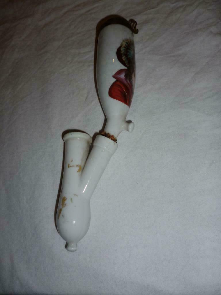 zeer oude pijp in faïence porcelein rookgerief pijp tabak, Antiek en Kunst, Ophalen of Verzenden