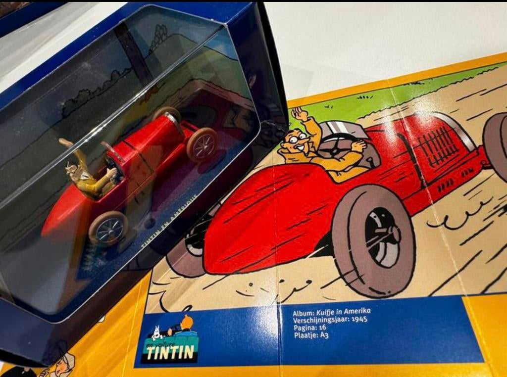 Kuifje auto 1:43 bobby smiles bugatti uit K in amerika, Ophalen of Verzenden, Zo goed als nieuw