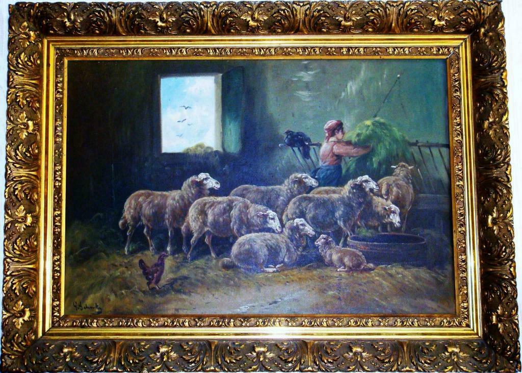 Peinture signée de Paul Schouten (1860-1922), de 113 X 82 cm, Ophalen