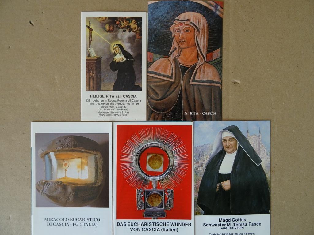 Prentjes Heilige Rita Eucharistisch Wonder van Cascia Teresa, Verzenden, Zo goed als nieuw, Kaart of Prent, Christendom | Katholiek