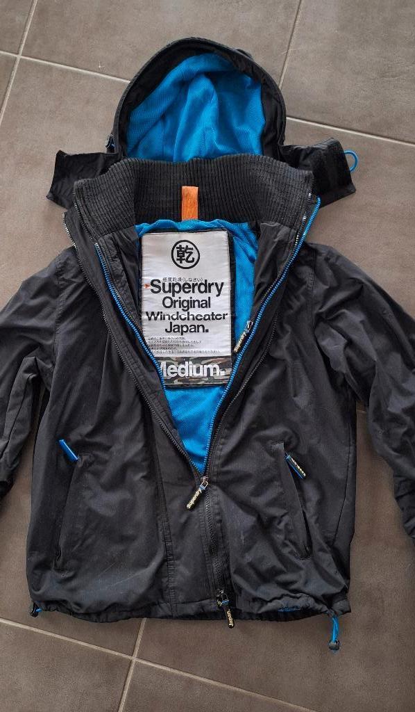 Wind & waterdichte jas s/m Superdry, Zwart, SuperDry, Ophalen of Verzenden, Gedragen