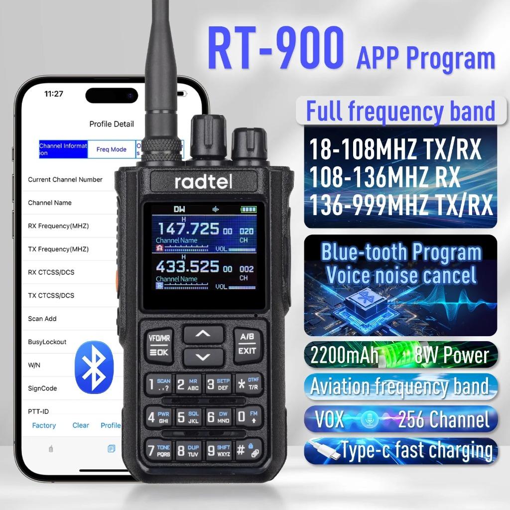 Radtel RT-900  10W Full band Ham,  met CB TX/RX, Bluetooth., Télécoms, Talkies-walkies & Walkies-talkies, Neuf, Talkie-walkie ou Walkie-talkie