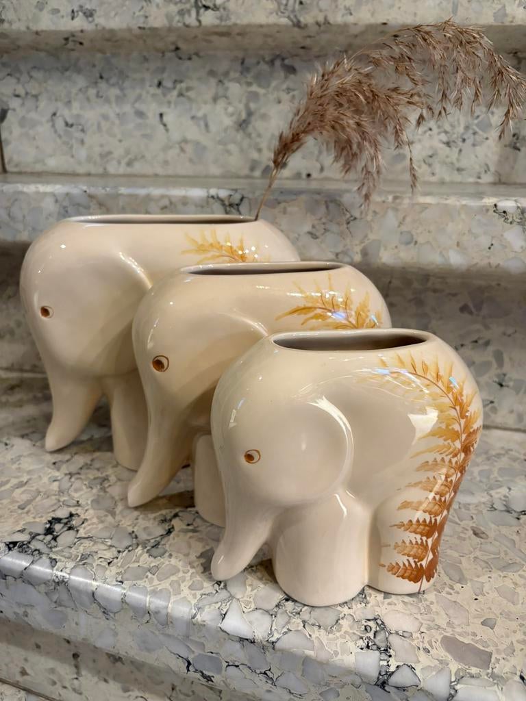 Vintage set keramiek olifant vazen - Made in Italy, Antiek en Kunst, Ophalen of Verzenden