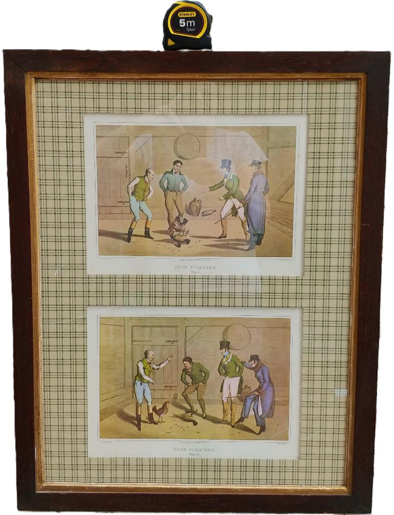 Lithographies britanniques combats de coqs luxueux encadrées, Enlèvement ou Envoi