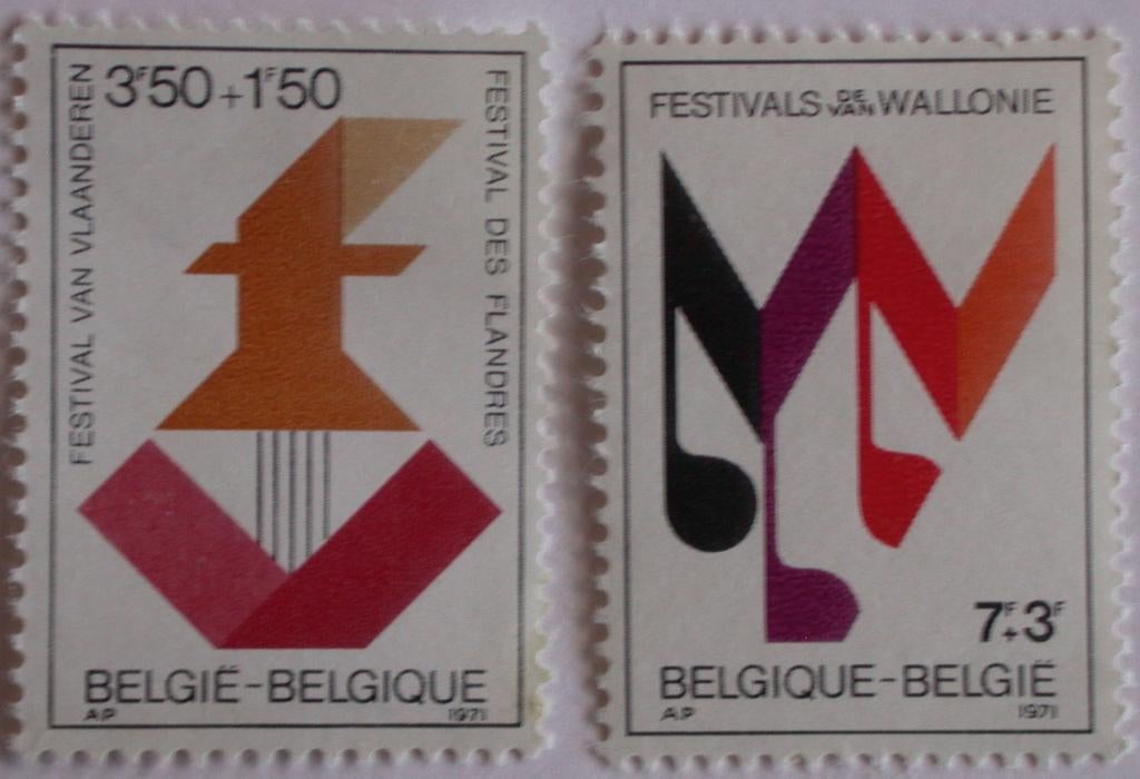PZ57 – België1971 postzegels 1599/1600**   Flanders-Wallonie, Postzegels en Munten, Ophalen of Verzenden, Postfris, Postfris