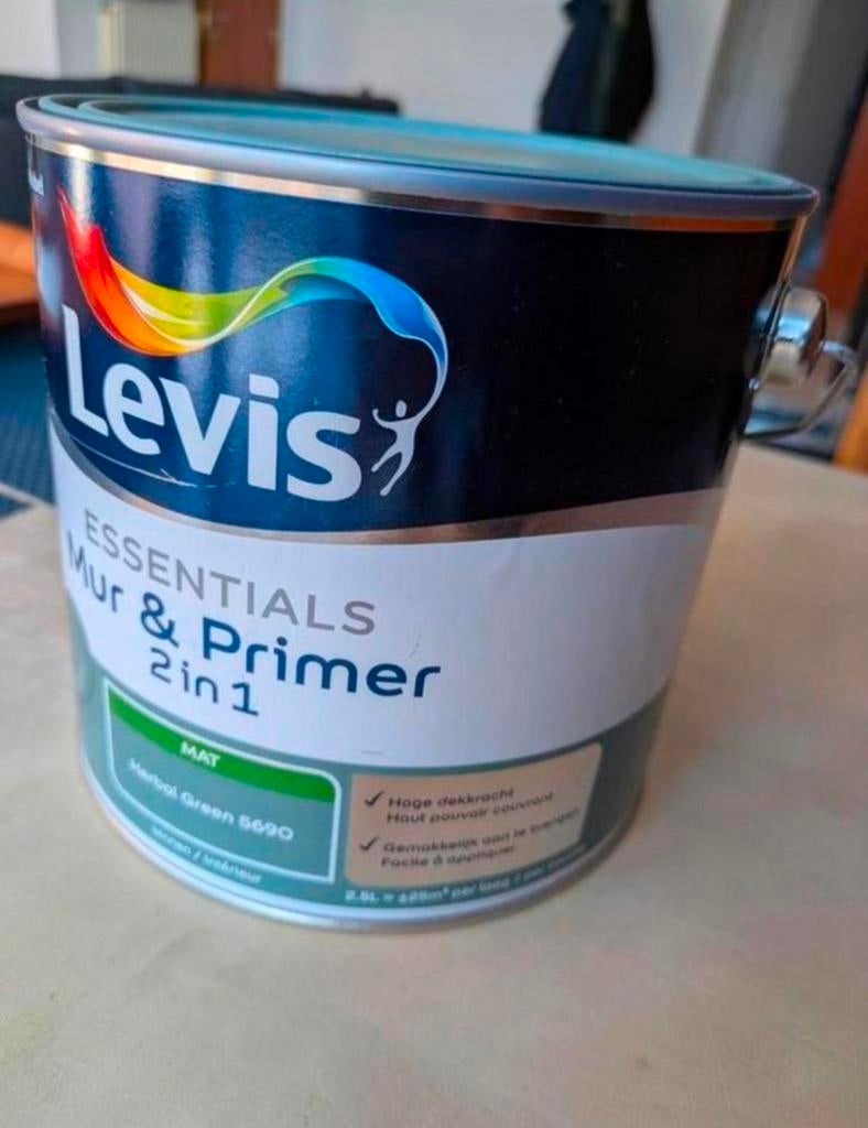 Levi's essentials, herbal green, 2.5 L, Bricolage & Construction, Peinture, Vernis & Laque, Neuf, Moins de 5 litres, Enlèvement ou Envoi