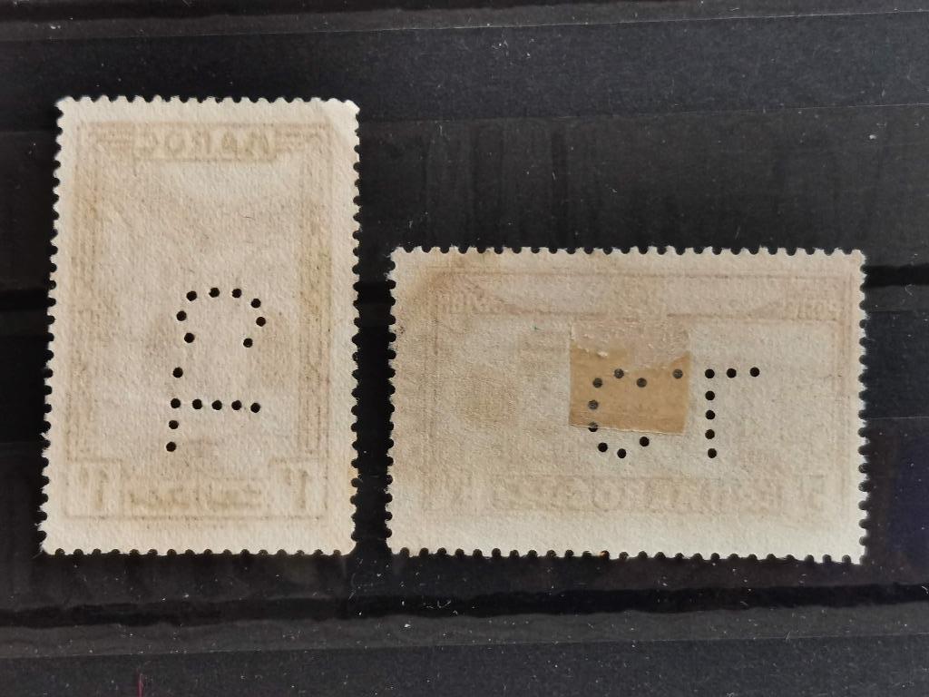 Marokko 1933 - perfins, Postzegels en Munten, Ophalen of Verzenden, Marokko, Gestempeld