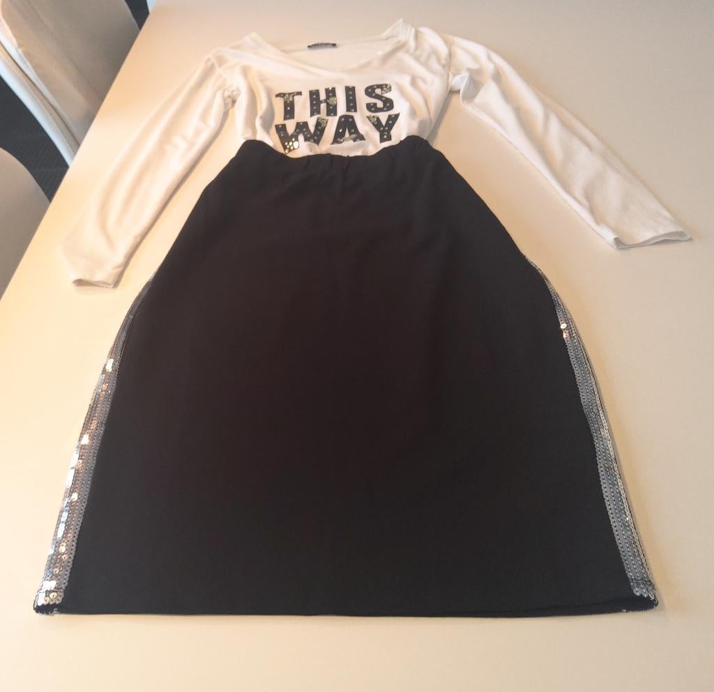 Zwarte rok met witte shirt Liu Jo, Vêtements | Femmes, Jupes, Porté, Taille 36 (S), Noir, Longueur genou, Enlèvement ou Envoi