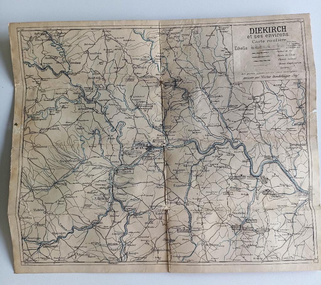 Oude landkaart van DIEKIRCH en omgeving, Boeken, Gelezen, Verzenden, Europa Overig, Landkaart
