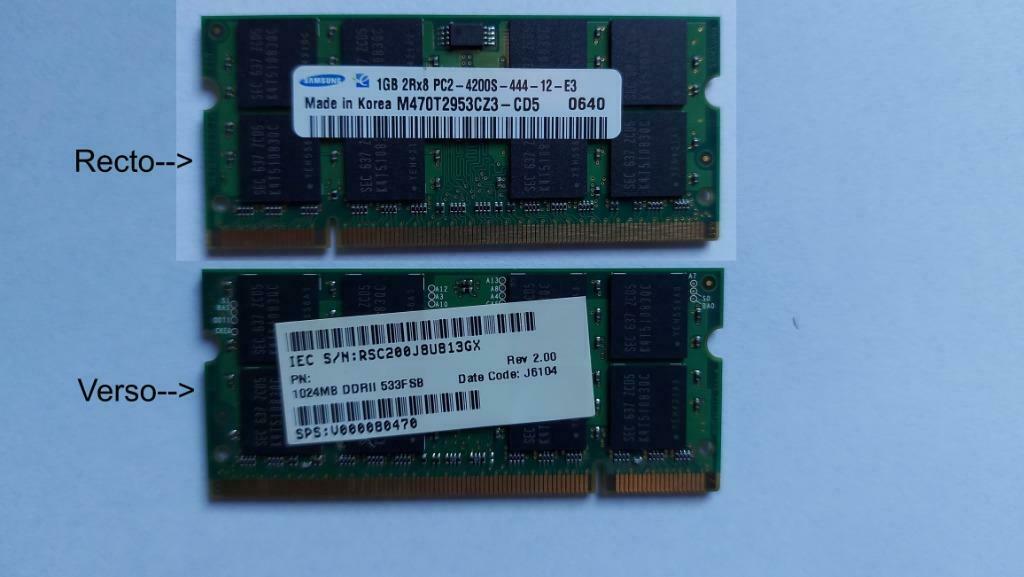 Samsung M470T2953CZ3-CD5 1GB DDR2 RAM 533 MHz Laptop Memory, Enlèvement ou Envoi, 533 MHz, Utilisé, Laptop