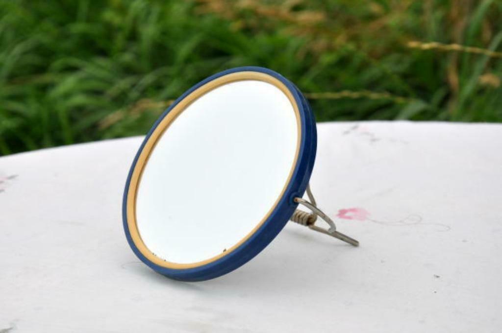 §  miroir a barbe rond double face, Enlèvement ou Envoi, Moins de 100 cm, Rond, Utilisé