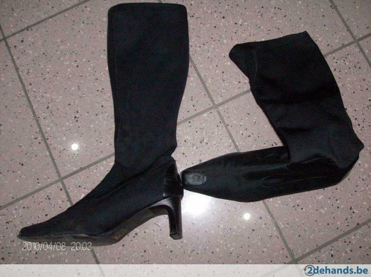 zwarte stretch laarzen maat 39, Porté, Bottes hautes