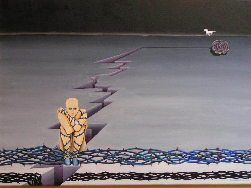 Surrealistische olieverf schilderij, Ophalen