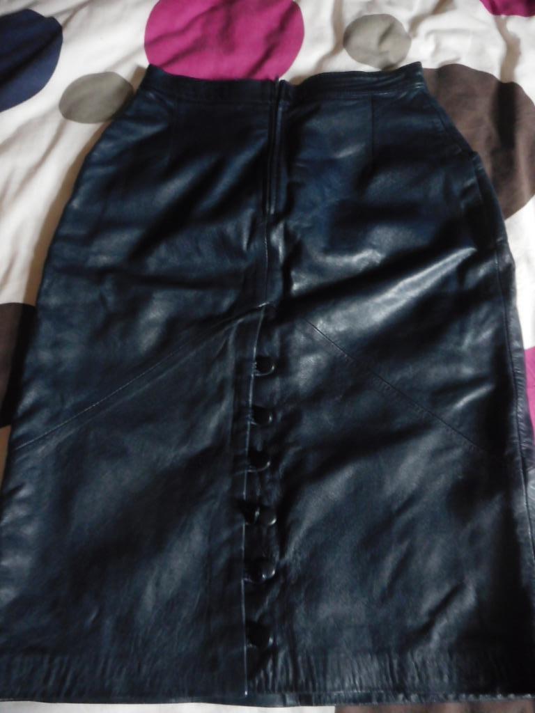 Leren rok bleu marine maat 38/40, Maat 38/40 (M), Blauw, Ophalen of Verzenden, Zo goed als nieuw