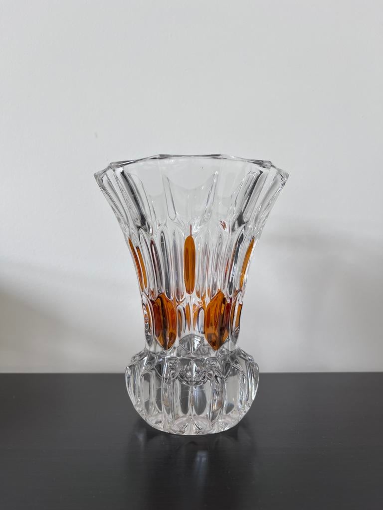 Vaas Boheems Kristal amberkleurig, Ophalen of Verzenden