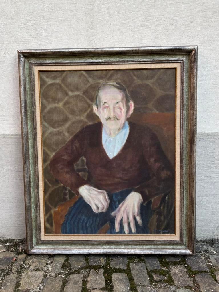 Olie op canvas portret door Hans Kitslaar (1944-2020), Ophalen