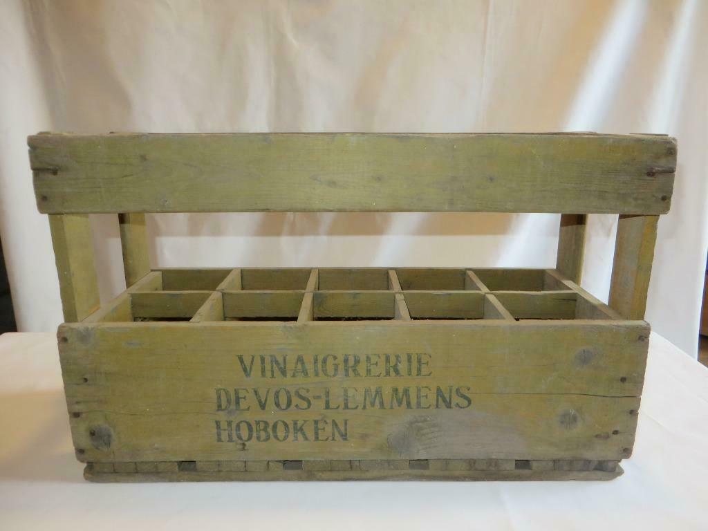 Casier en bois vinaigrerie DEVOS-LEMMENS 1960, Moins de 50 cm, Enlèvement, Bois, 5 à 15 bouteilles