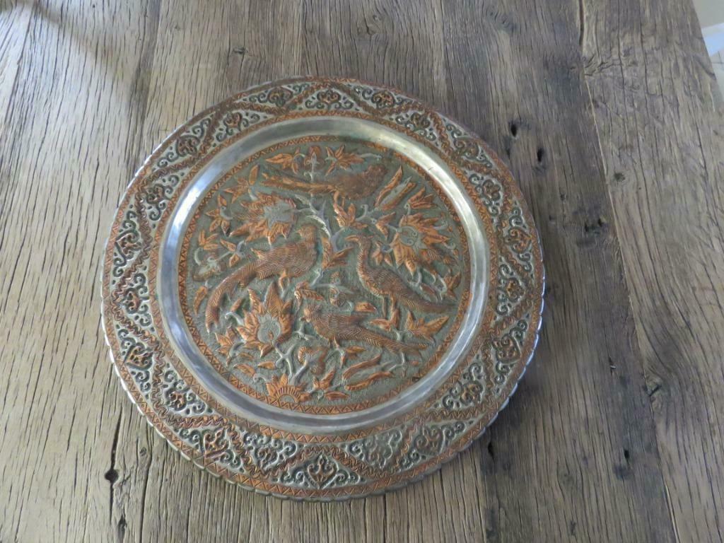Vintage schaal koper metaal vogels, Antiek en Kunst, Ophalen of Verzenden