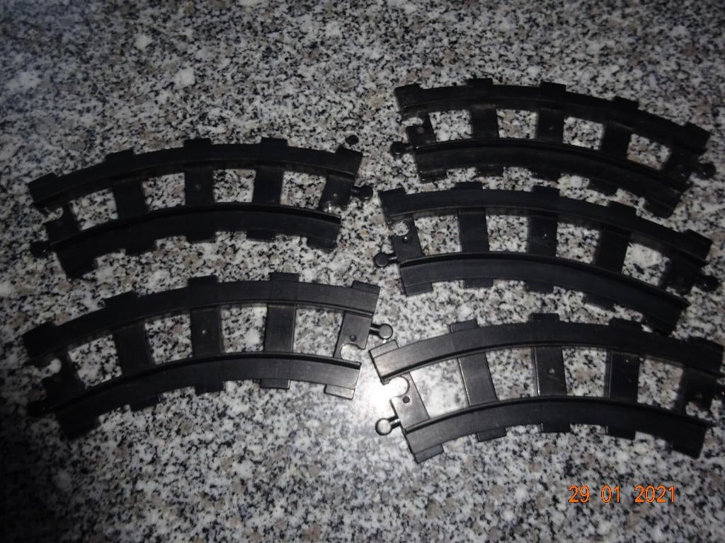 duplo, set van 5 zwarte, gebogen rails voor manueel treintje, Enlèvement ou Envoi, Duplo