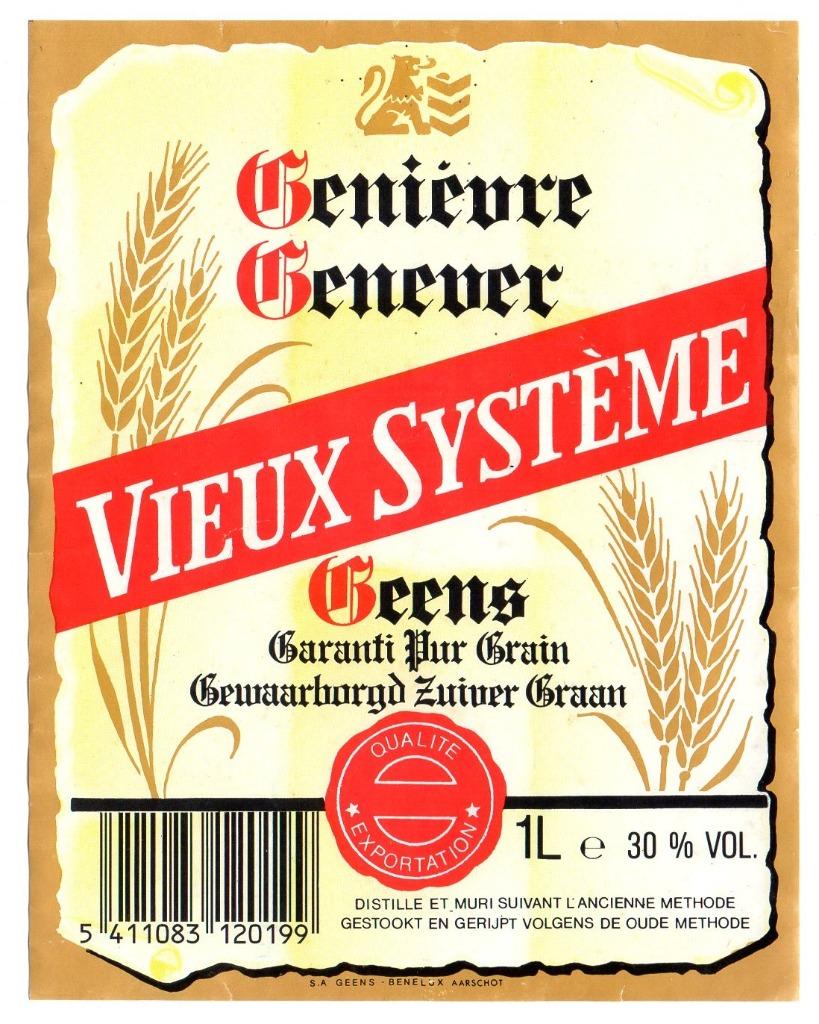 etiket jenever Geens Aarschot, Verzamelen, Ophalen of Verzenden, Gebruikt