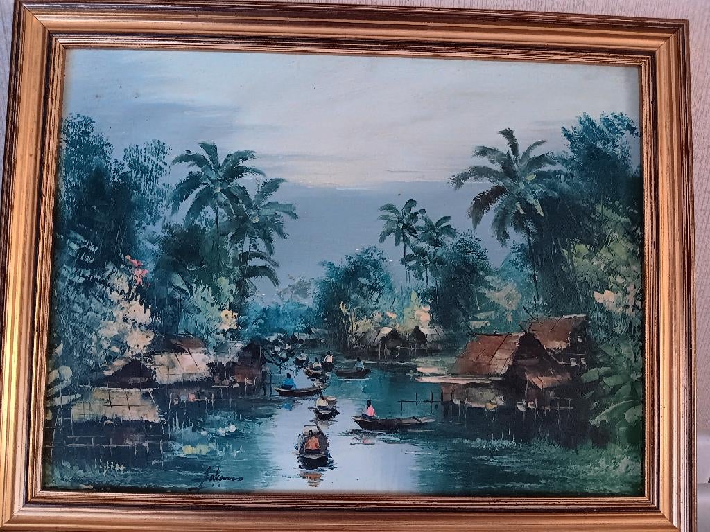 Vintage afrikaans schilderij, Enlèvement ou Envoi