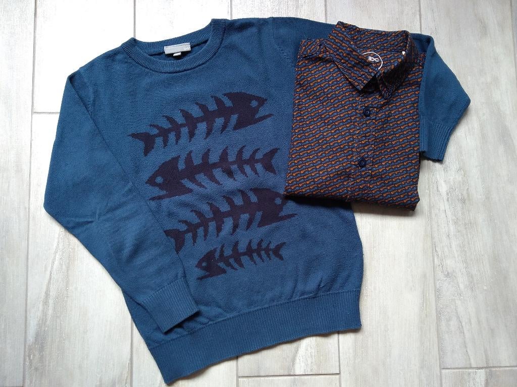 ★ M128 - Set Trui met hemd JBC, Kinderen en Baby's, Kinderkleding | Maat 128, Gebruikt, Trui of Vest, Ophalen of Verzenden, JBC.