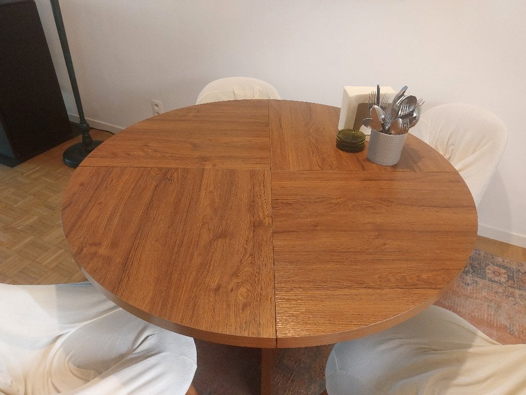 Ronde tafel 120 cm, Ophalen, Zo goed als nieuw, Overige houtsoorten