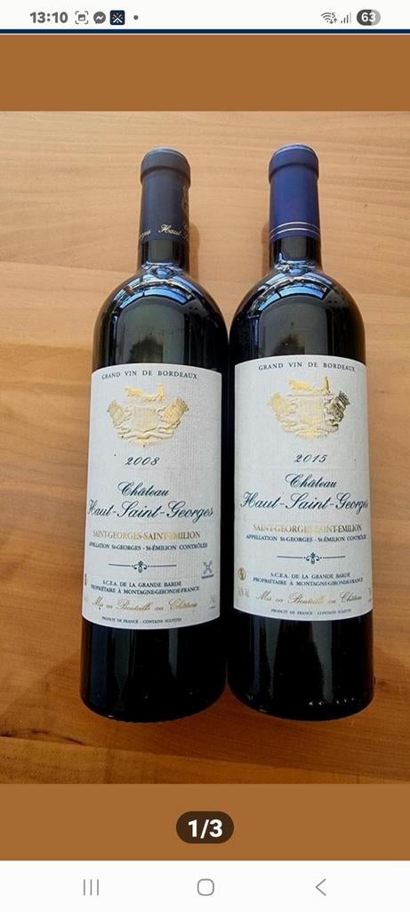 2 x grand vin de bordeaux saint georges saint emilion., Ophalen