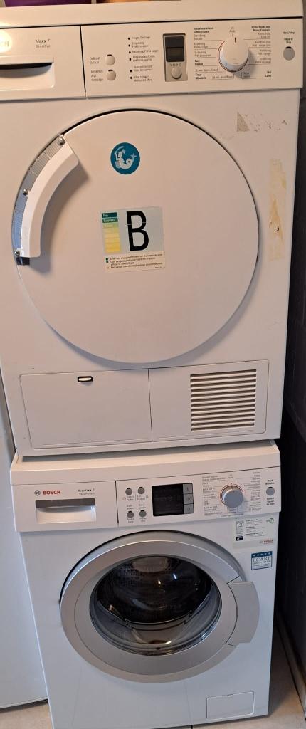 Wasmachine en droogkast, Elektronische apparatuur, Wasmachines, Gebruikt, Voorlader, 6 tot 8 kg, 85 tot 90 cm, 1200 tot 1600 toeren
